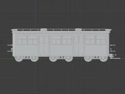 Train wagon Railroad Passenger Car Low-poly 3D model