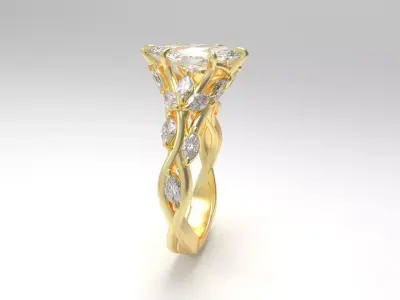 Ring R 224 Marquise Center Stone 3D print model