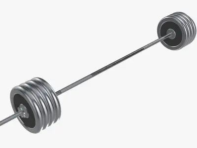 Weight bar straight with weights 3D model