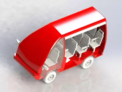 minibus mini bus with four seats 3D model