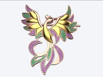 brooch phoenix 3D print model