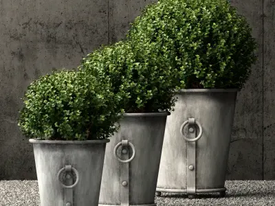 Restoration Hardware estate zinc ring round planters 3D model