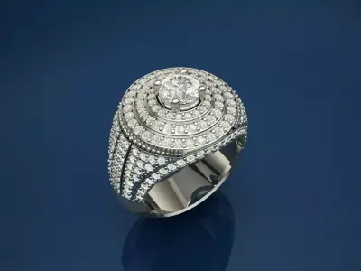 Round Diamond Ring 3D print model 3D print model