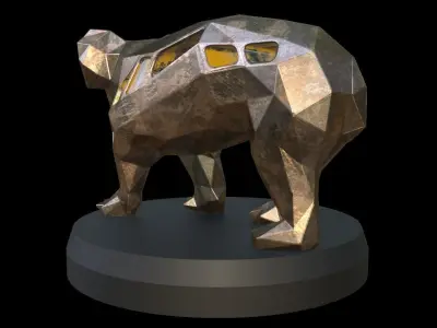 Steampunk Koala Pose Low-poly 3D model