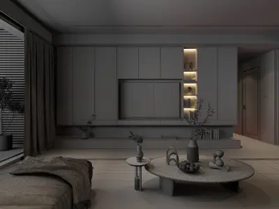Modern living room  Low-poly 3D model purchase