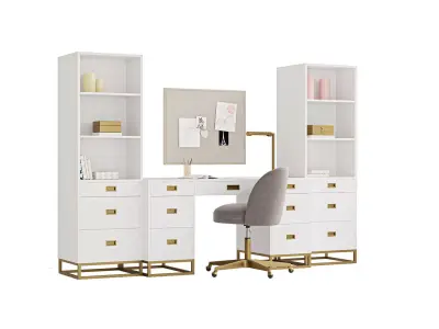 Restoration Hardware Avalon Storage Desk Study Wall Set 3D model