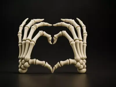 Skeleton Hands Heart Gothic Anatomy Bone Art 3D print model