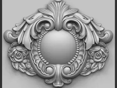 floral door wood carved  3D model