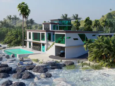 Casa Scene- Beach villa-Modern House 3D model