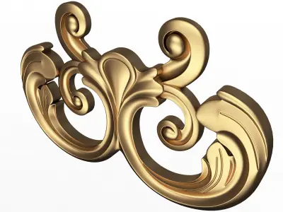 Carved Door Handle Decor 04 Low-poly 3D model