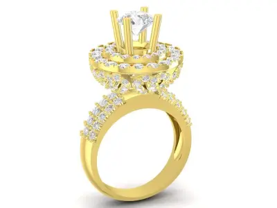 Luxury Multi Layer Halo Ruby Ring with Pave Shank 3430 3D print model