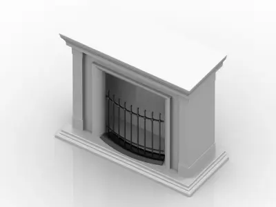 Fireplace with fence 01 3D model
