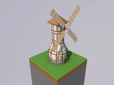 Low-Poly Windmill Free low-poly 3D model