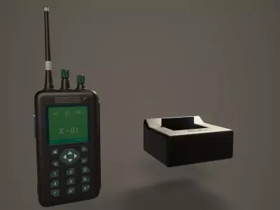 3D Police Radio -  Walkie Talkie  With Charger - With Textures Low-poly 3D model
