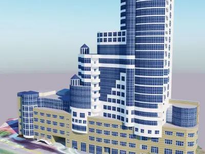 skyscraper high rise building Low-poly 3D model