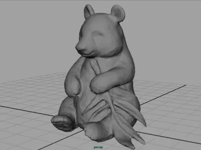 PANDA bear holding leaf Low-poly 3D model