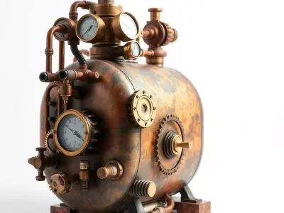 Steampunk Industrial Boiler Model Pack Low-poly 3D model