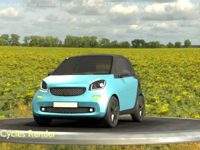 City Car 63 Small Type-E Blue Low-poly 3D model