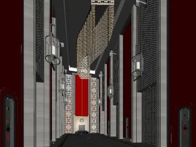 hotel lift lobby 3D model