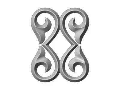 Double floral scroll decoration relief 3D print model