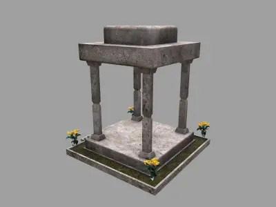 Stone Gazebo Low-poly 3D model