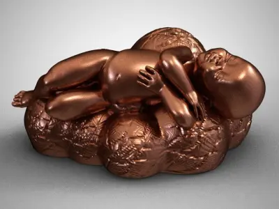 Baby Sleeping On Cloud 3D print model