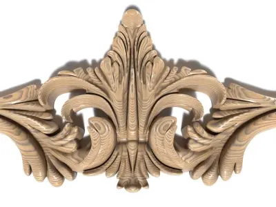 Cartouche-013 gold ornate cabinet pull 3D model
