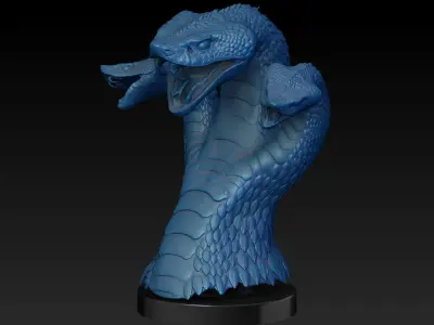 Harlequin Snake - Fantasy - with 3 Heads  3D print model
