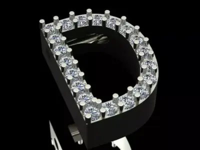 Letter D Diamond Necklace  3D print model