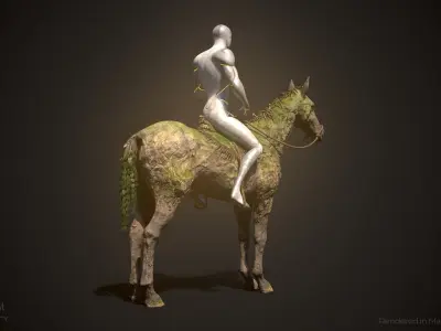 Earth Horse Animated Asset Low-poly 3D model