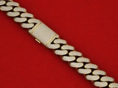 18 MM MIAMI CUBAN LINK CHAIN 3 ROWS DIAMOND BRACELET NECKLACE  3D print model