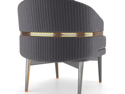CHAIRSIO LUXURY ARMCHAIR WITH BRUSHED BRASS TRIM  ROUND BACKREST 3D model