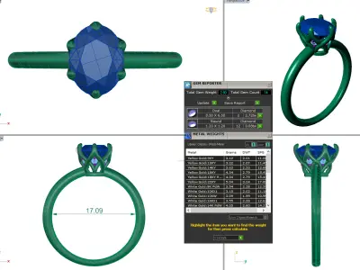 Solitaire Oval Diamond Ring engagement ring set 3D print model