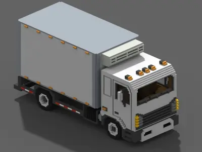 Voxel Refrigerator Truck Low-poly 3D model