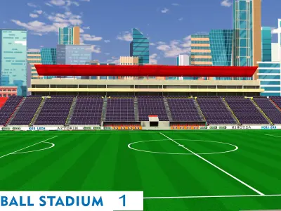 AR VR Game Low Poly Football Stadium Low-poly 3D model Low-poly 3D model