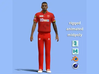 T-P Rigged Rahul Chahar Cricket 3D model