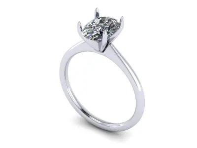 Solitaire Oval Diamond Engagement Ring  3D print model