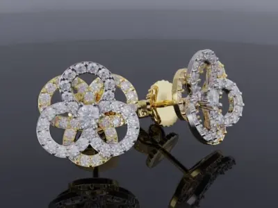 Diamond fllower earrings nice design 3D print model