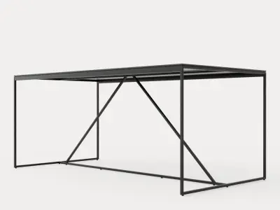 Indy Dining Table 180 Cm Glass Metal Low-poly 3D model