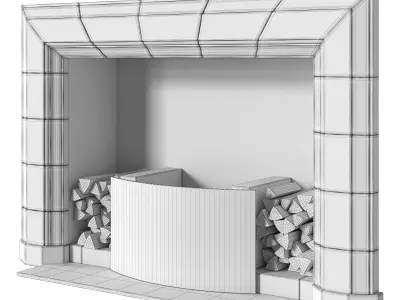 Modern Stone Fireplace 3D model