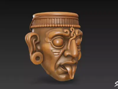 Mask of Kinich Ahau Low-poly 3D model