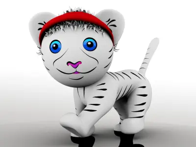 Tiger with hat 3D model
