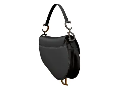Dior Saddle Bag Black Satin 3D model