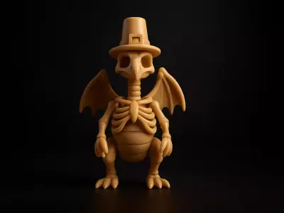 Thanksgiving Skeleton Turkey 3D Print Pilgrim Hat 3D print model