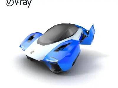 Sleek Urban Flying Car Model Pack with Aerodynamic Design Low-poly 3D model