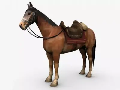 Horse with saddle 3D model