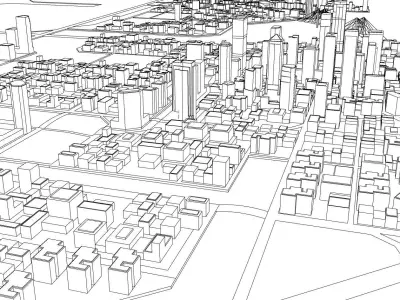 Exterior 5-model of City for background design and city design 3D model