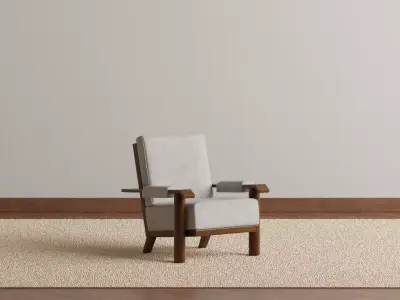 Upholstered Mid-century Leather Armchair 3D model