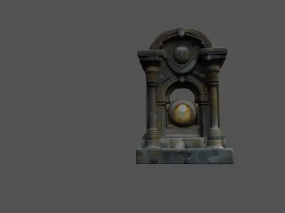 Ancient Temple Relic with Glowing Gemstone 3D model