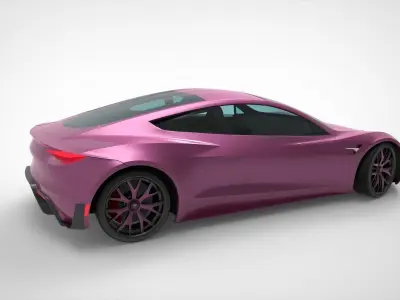 Tesla Roadster 2020 pink Low-poly 3D model